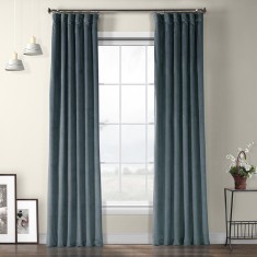 Draperie din catifea cu rejansa din bumbac tip fagure, Madison, 150x220 cm, densitate 700 g/ml, Stone, 1 buc