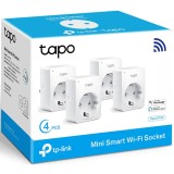 Priza inteligenta, Schuko x 1, conectare prin Schuko (T), 10 A, programare prin smartphone, Bluetooth, WiFi, alb, pachet 4 buc, TP-Link