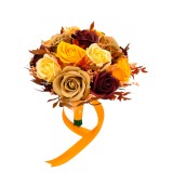 Buchet mediu personalizabil cu trandafiri si flori naturale uscate (Portocaliu)