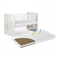 Pat copii Paula Klups, 120 x 60 x 10 cm, pal, saltea MyDreams II Mykids inclusa, 0 luni+, Alb foto