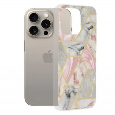 Husa iPhone 15 Pro Max silicon Marble Roz foto