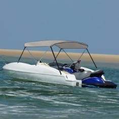 vidaXL Parasolar barca Bimini cu 2 arcuri, gri, 180x150x110 cm foto