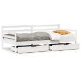 Cumpara ieftin Pat de zi cu sertare, alb, 90x200 cm, lemn masiv pin