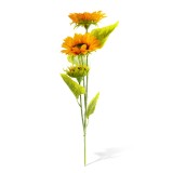 Decoratiune de toamna &ndash; floare de floarea-soarelui, citrin, 3 flori, 90 cm Best CarHome