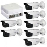 Cumpara ieftin Kit Supraveghere full HD 1080P cu 7 Camere Exterior Exir 80m + DVR 8 canale video / 1 canal audio, HIKVISION