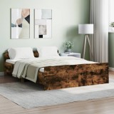 Gossi cadru pat cu tablie la cap/picioare, stejar fumuriu, 135x190 cm