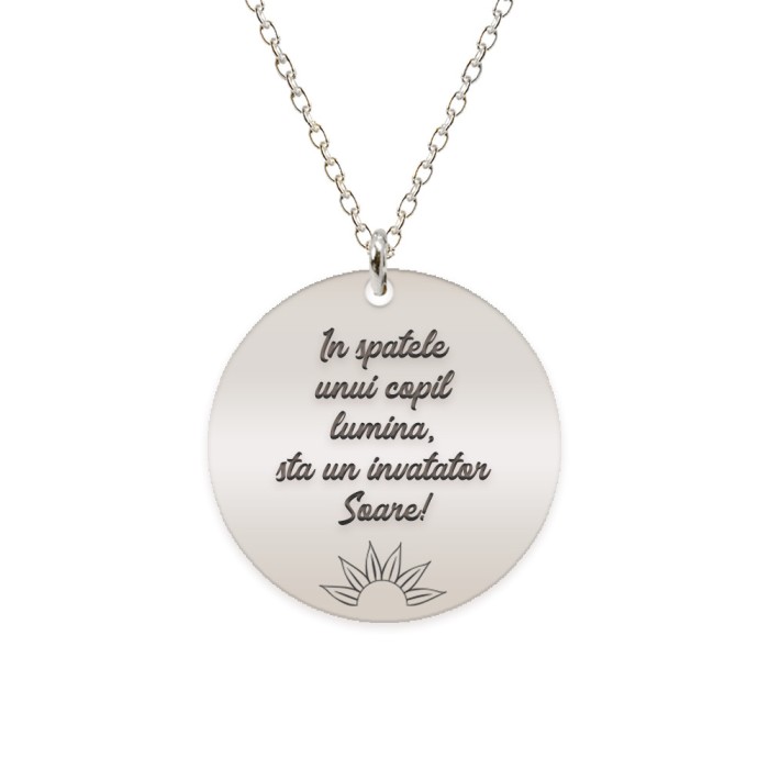 Colier personalizat pentru invatatori profesori diriginti - argint 925