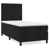 Cumpara ieftin Pat box spring cu saltea, negru, 100x200 cm, catifea