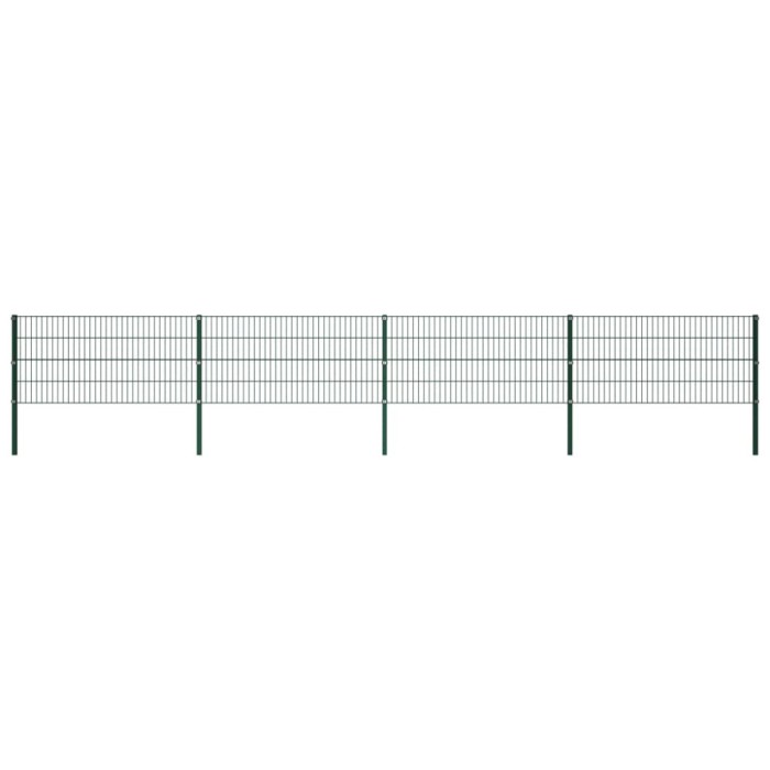 Gossi panou de gard cu stalpi, verde, 6,8 m, fier