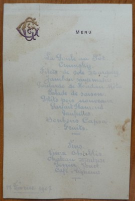 Meniu Capsa Bucuresti , 1907 foto