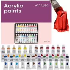 Set vopsele acrilice, 24 bucati, 24 culori, inodore, non-toxice, 12 ml, multicolor