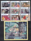 Antigua 1980 - Walt Disney - &quot;Frumoasa din Pădurea Adormită&quot;, Serie + Coliță, MNH, Nestampilat