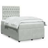 VidaXL Pat box spring cu saltea, gri deschis, 120x190 cm, catifea 3294592