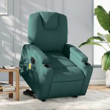 VidaXL Fotoliu electric masaj rabatabil / ridicare verde &icirc;nchis textil