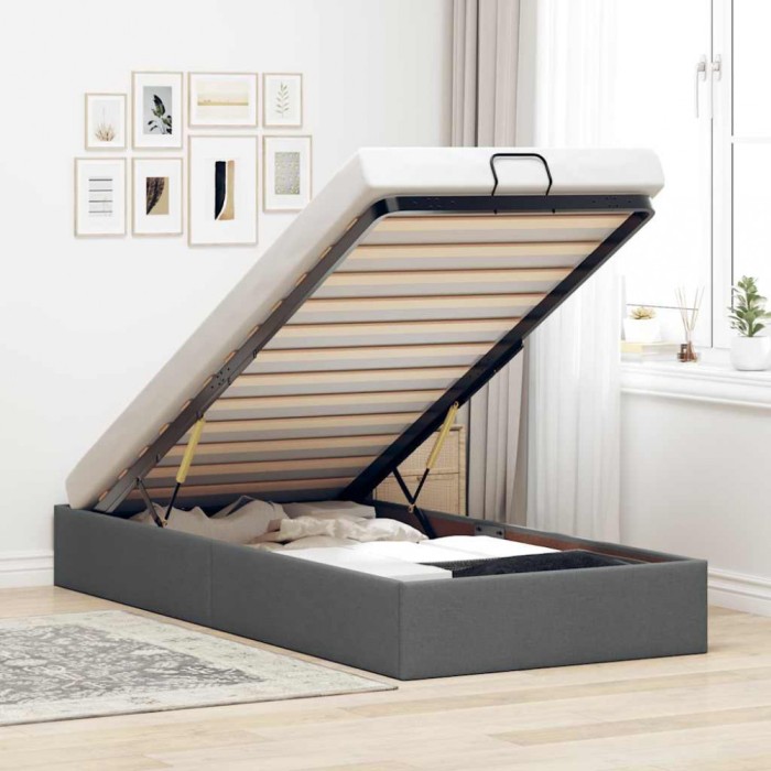 vidaXL Cadru de pat otoman fără saltea țesătură gri &icirc;nchis 100x200 cm 3310855