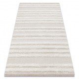 Covor ECO SISAL MOROC 22329 zigzag, linii boho franjuri - structural bej / cremă, 117x170 cm
