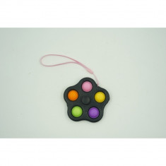 Jucarie antistres simple dimple fidget toy spinner cu 5 buline, Multicolor/Negru