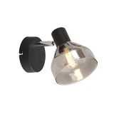 Aplica perete Klausen Intim AP1 Urban design modern metal negru sticla fumurie 13x13x10 cm iluminat interior elegant corp de iluminat stil industrial