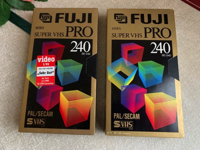 Lot 2 Casete Video FUJI Super VHS Pro 240 min / 1 - &Icirc;nregistrate o Singură Dată