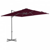 Umbrelă &icirc;n consolă cu st&acirc;lp din oțel, roșu bordo, 250x250 cm, vidaXL