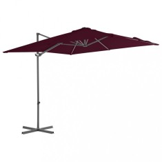 vidaXL Umbrelă &icirc;n consolă cu st&acirc;lp din aluminiu, bordo, 250x250 cm