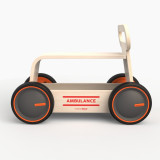 Jucarie din lemn 3 in 1 Ambulanta DriveMe Wood: masinuta ride-on, premergator