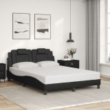 Cumpara ieftin Cadru de pat cu tăblie, negru, 140x200 cm, piele ecologică