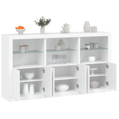 vidaXL Servantă cu lumini LED, alb, 181,5x37x100 cm foto