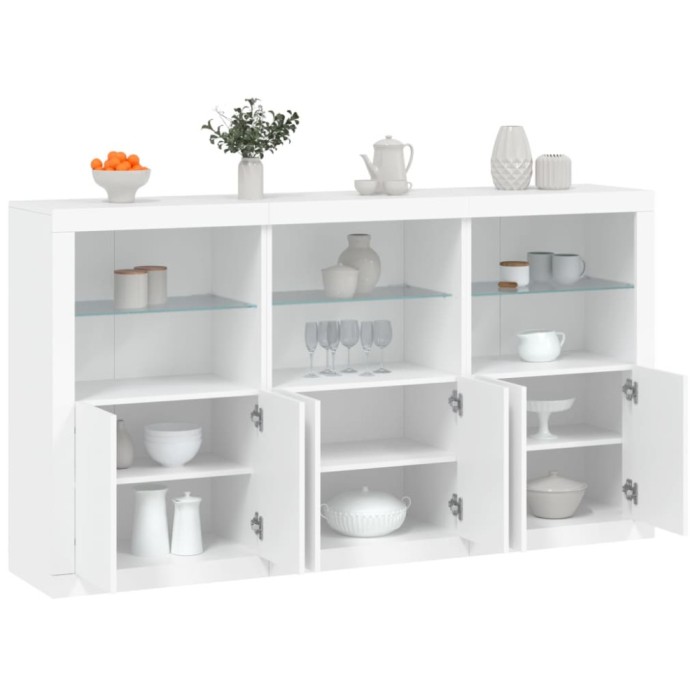 vidaXL Servantă cu lumini LED, alb, 181,5x37x100 cm