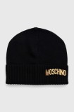 Moschino caciula de lana culoarea negru, de lana