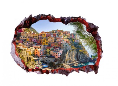 Autocolant decorativ, Gaura in perete, Multicolor, 85 cm, 673STC-1 foto