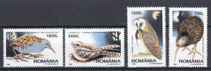 ROMANIA 1998 LP 1458 PASARI DE NOAPTE SERIE MNH