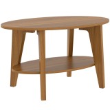 HOMCOM Masă de cafea ovală cu 2 nivele, masă de living modernă cu raft inferior deschis, 80 x 50 x 45 cm, Stejar | Aosom Romania