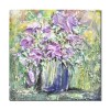 Tablou 3D cu flori pictat manual, Vaza cu violete, stilizat, 40x40cm acril in cutit, Kenny Varniote