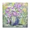 Tablou 3D cu flori pictat manual, Vaza cu violete, stilizat, 40x40cm acril in cutit, Kenny Varniote