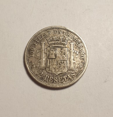 Spania 2 Pesetas 1870 foto