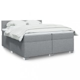 VidaXL Pat box spring cu saltea, gri deschis, 200x200 cm, textil