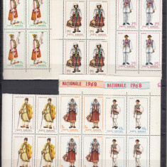 ROMANIA 1968 LP 690 COSTUME NATIONALE I BLOCURI DE 4 TIMBRE MNH