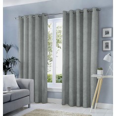 Draperie tip tesatura in cu inele albe, Madison, 150x270 cm, densitate 700 g/ml, Loni, 1 buc