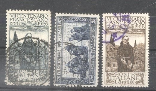 Italy 1926 Anniversary, Franciscus, 30C, 1.25L, 5+2.5L, used AM.120