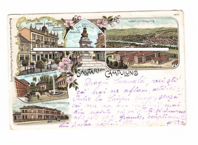 CP Campulung, mozaic, litografie, circulata, stare buna foto