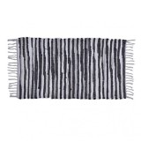 Covor tesut manual din bumbac gri cu negru 80x50cm