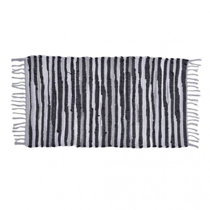 Covor tesut manual din bumbac gri cu negru 80x50cm