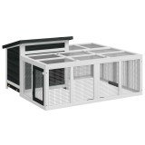Cumpara ieftin Cusca pentru iepuri gri 144x123x67,5 cm din lemn masiv de pin