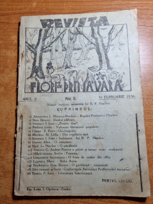 revista scolara - flori de primavara-februarie 1936-nr. inchinat lui B.P.Hasdeu