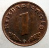 2.511 GERMANIA WWII 1 REICHSPFENNIG 1939 D XF, Europa, Bronz