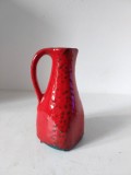 Vaza ceramica vintage, rosie, 15cm inaltime, baza 7x7cm (forma patrata la baza)