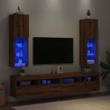 VidaXL Comode TV cu lumini LED 2 buc. stejar artizanal 30,5x30x102 cm