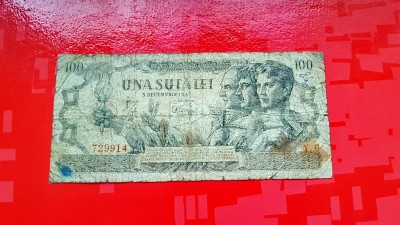 G475-I-Bancnota 100 Lei RPR 1947 STARE UZATA. foto