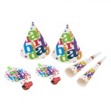 Set Petrecere, Model Happy Birthday, 12 Bucăți, Multicolor, Oem